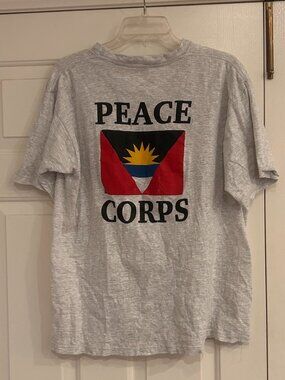 Vintage Antigua Flag Caribbean Peace Corps 1990s White T-shirt XXL